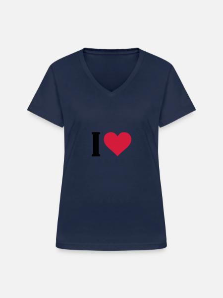 i love - Frauen-T-Shirt mit V-Ausschnitt - Navy
