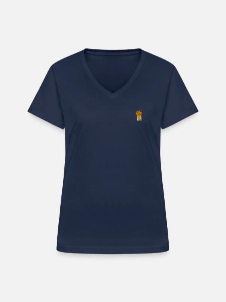 Katzenpfote - Frauen-T-Shirt mit V-Ausschnitt - Navy