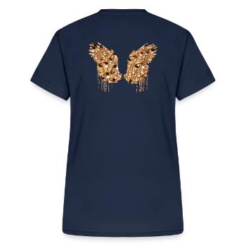 angelwings,flügel,aquarell,gold,engelsflügel - Frauen-T-Shirt mit V-Ausschnitt - Navy - Hinten - Zoe (177cm)