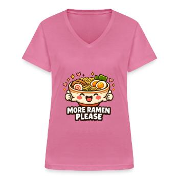 Niedliche Ramen Nudeln Bowl - Frauen-T-Shirt mit V-Ausschnitt - Pink - Vorne - Lela (165cm)