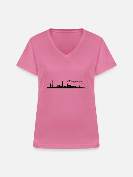 Wangerooger Skyline - Frauen-T-Shirt mit V-Ausschnitt - Pink