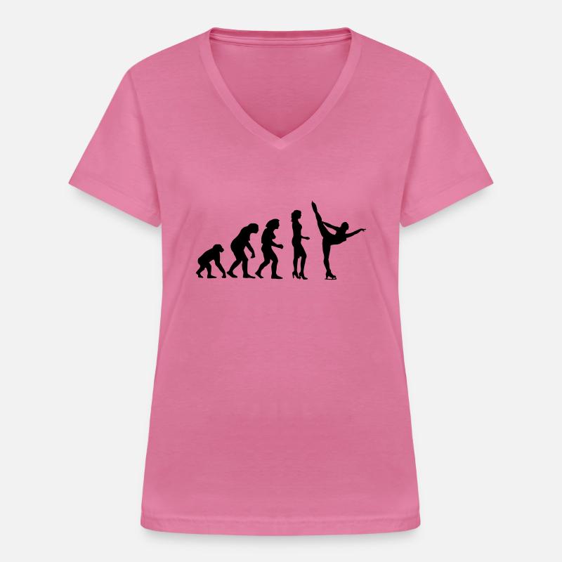 evolution_eiskunst_c_1c - Frauen-T-Shirt mit V-Ausschnitt - Pink