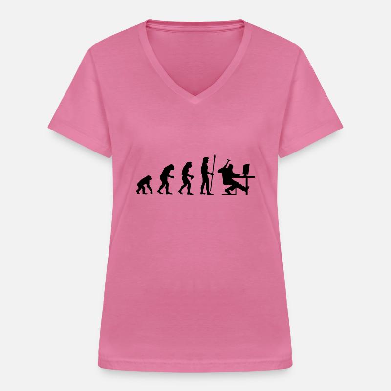 evolution_pc_1 - Frauen-T-Shirt mit V-Ausschnitt - Pink