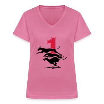 NR. 1 - Frauen-T-Shirt mit V-Ausschnitt - Pink - Vorne - Lela (165cm)