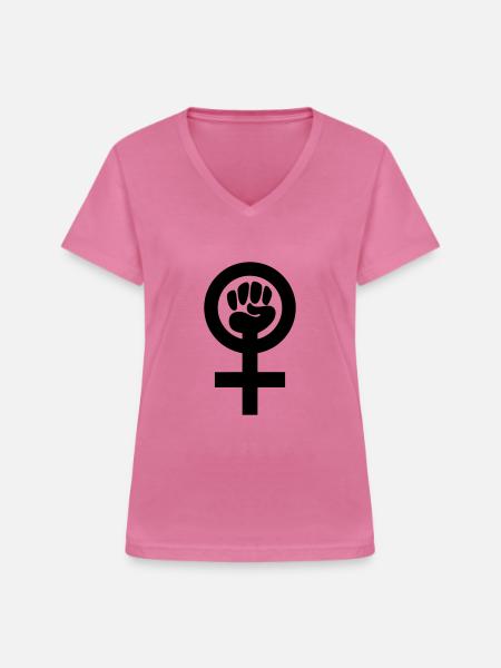 Feminismus Symbol - Frauen-T-Shirt mit V-Ausschnitt - Pink
