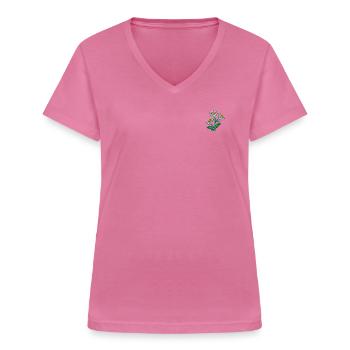 Gänseblümchen - Frauen-T-Shirt mit V-Ausschnitt - Pink - Vorne - Lela (165cm)