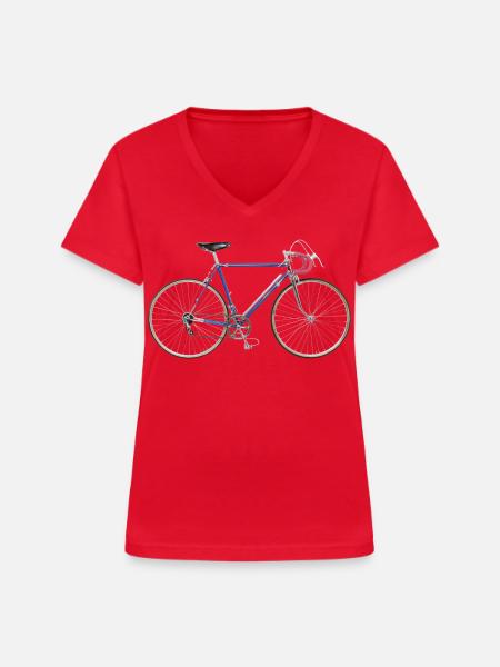 Rennrad 50er Jahre - Frauen-T-Shirt mit V-Ausschnitt - Rot