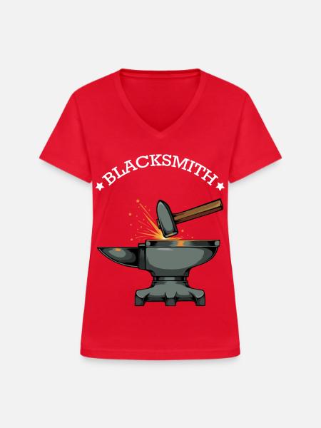 Schmiede Funken und Amboss - Frauen-T-Shirt mit V-Ausschnitt - Rot