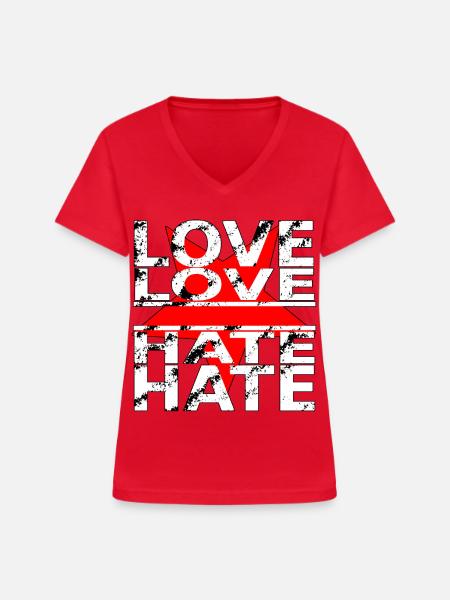 love love hate hate - Frauen-T-Shirt mit V-Ausschnitt - Rot