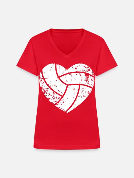 Volleyball - Frauen-T-Shirt mit V-Ausschnitt - Rot