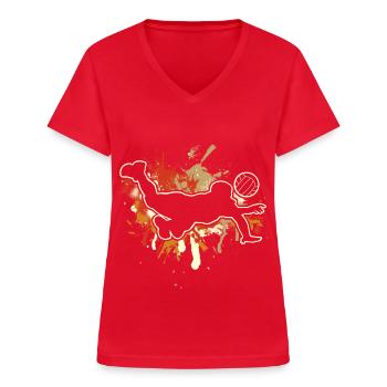 Volley-ball - T-shirt col V Femme - rouge - Devant - Lela (165cm)