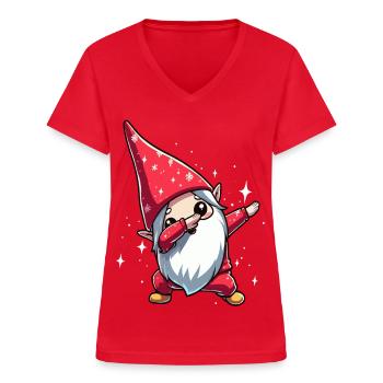 Dabbing Imp Kawaii Santa - Women's V-neck T-shirt - red - Front - Lela (165cm)