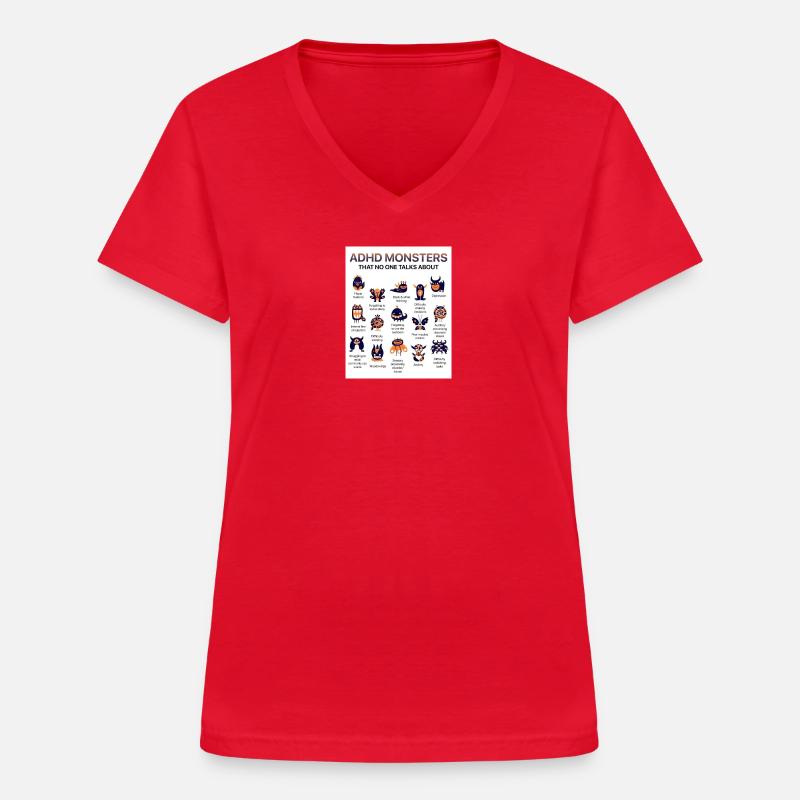 ADHD Monsters You Don’t Hear About - Women's V-neck T-shirt - red