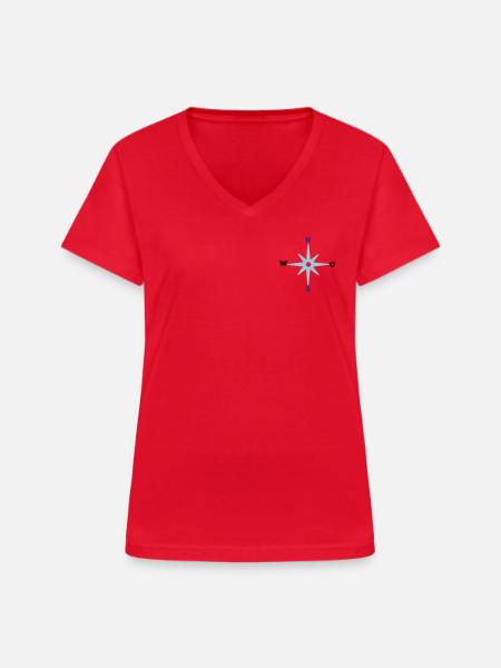 Kompass Himmelsrichtungen Sternkompass maritim - Frauen-T-Shirt mit V-Ausschnitt - Rot