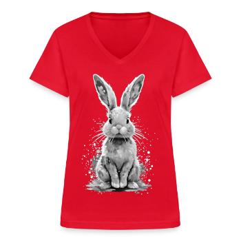 🅛🅐🅟🅘🅝 - T-shirt col V Femme - rouge - Devant - Lela (165cm)