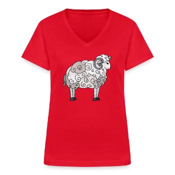 Ram - Women's V-neck T-shirt - red - Front - Lela (165cm)