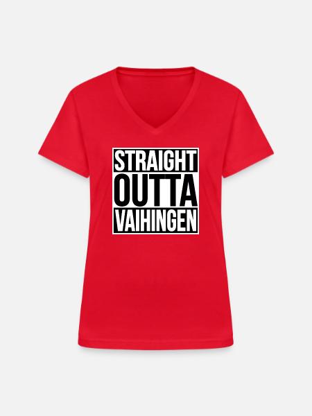 Straight Outta Vaihingen - Frauen-T-Shirt mit V-Ausschnitt - Rot
