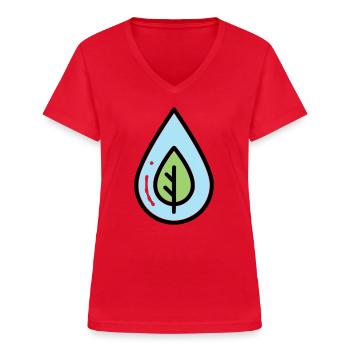 Water Drop Leaf Eco - Women's V-neck T-shirt - red - Front - Lela (165cm)