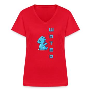 Wasser-Schnuller Blau - Frauen-T-Shirt mit V-Ausschnitt - Rot - Vorne - Lela (165cm)