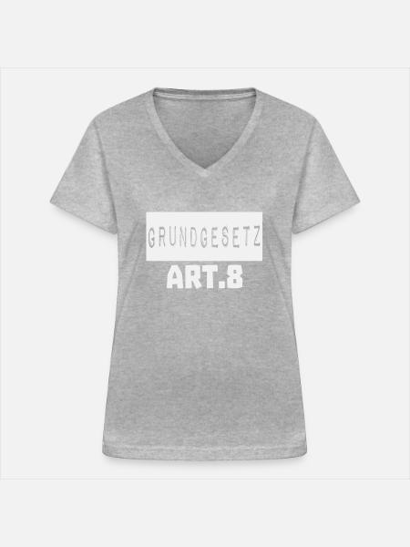 Grundgesetz Artikel 8 - Frauen-T-Shirt mit V-Ausschnitt - Grau meliert