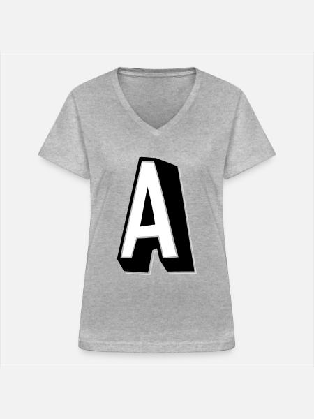 Buchstabe A - Alphabet A. - Frauen-T-Shirt mit V-Ausschnitt - Grau meliert