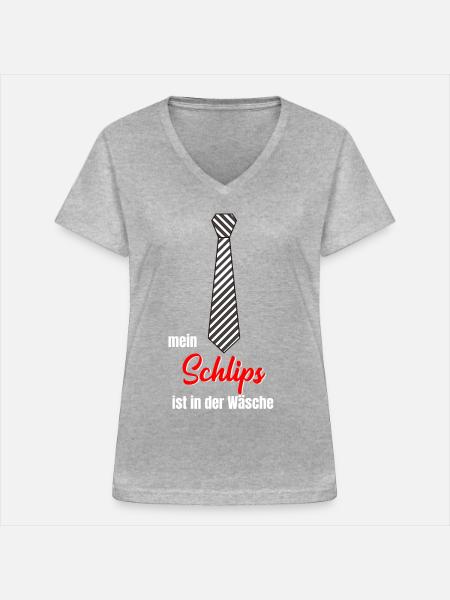 Schlips Krawatte - Frauen-T-Shirt mit V-Ausschnitt - Grau meliert