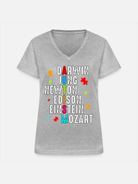 Autismus - Frauen-T-Shirt mit V-Ausschnitt - Grau meliert
