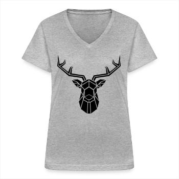 Deer head - Women's V-neck T-shirt - sports grey - Front - Lela (165cm)