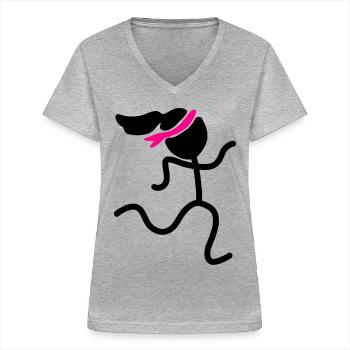 Sport Rennen Laufen - Frauen-T-Shirt mit V-Ausschnitt - Grau meliert - Vorne - Lela (165cm)