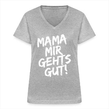 Mallorca Party Lifestyle Spruch - Frauen-T-Shirt mit V-Ausschnitt - Grau meliert - Vorne - Lela (165cm)