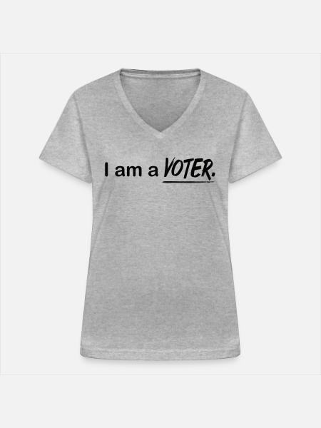 Voter Vote - Frauen-T-Shirt mit V-Ausschnitt - Grau meliert
