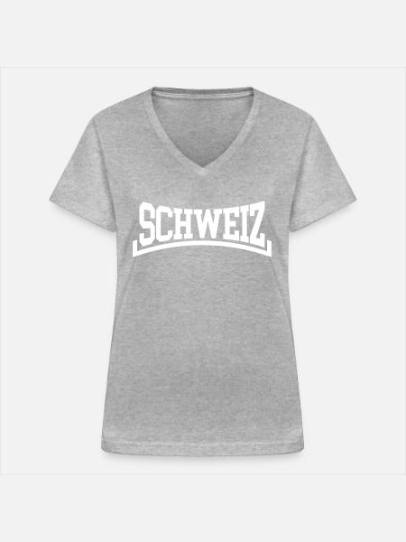 Schweiz - Frauen-T-Shirt mit V-Ausschnitt - Grau meliert