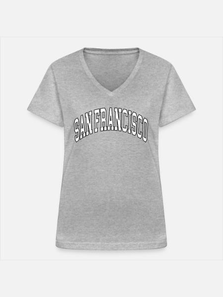 San Francisco - Frauen-T-Shirt mit V-Ausschnitt - Grau meliert