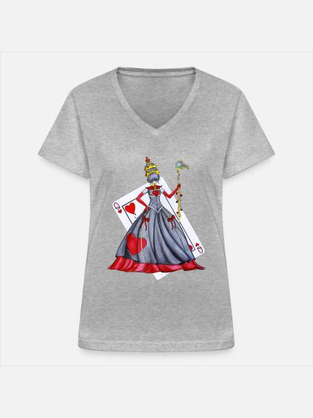 Königin der Herzen - Frauen-T-Shirt mit V-Ausschnitt - Grau meliert