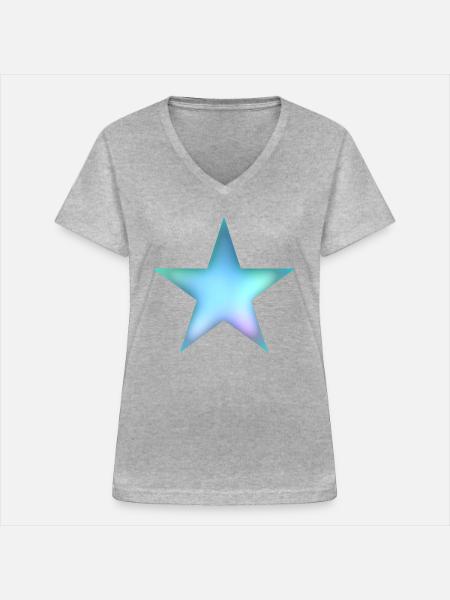 Stern - Frauen-T-Shirt mit V-Ausschnitt - Grau meliert