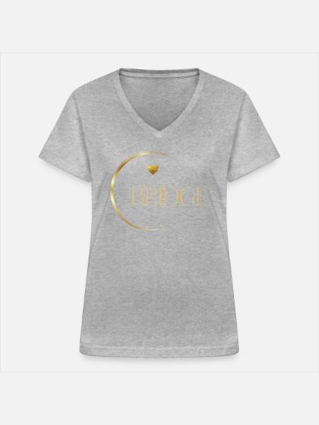 BRIDGE - Frauen-T-Shirt mit V-Ausschnitt - Grau meliert