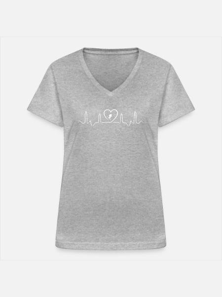Skifahren Skifahrer - Frauen-T-Shirt mit V-Ausschnitt - Grau meliert