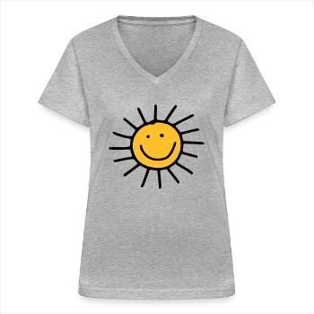Sonne - Frauen-T-Shirt mit V-Ausschnitt - Grau meliert - Vorne - Lela (165cm)