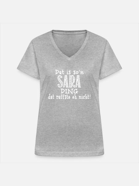 sara - Frauen-T-Shirt mit V-Ausschnitt - Grau meliert