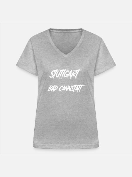 Stuttgart Bad Cannstatt Tshirt - Frauen-T-Shirt mit V-Ausschnitt - Grau meliert