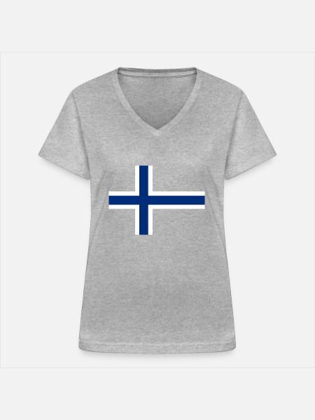 - Norwegen - Frauen-T-Shirt mit V-Ausschnitt - Grau meliert