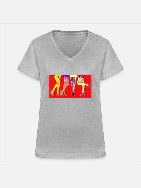 Pop Art - Frauen-T-Shirt mit V-Ausschnitt - Grau meliert