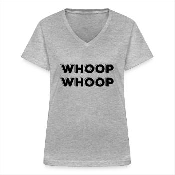Whoop-Whoop vector - Frauen-T-Shirt mit V-Ausschnitt - Grau meliert - Vorne - Lela (165cm)