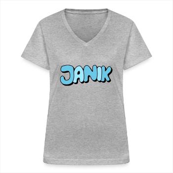Janik - Women's V-neck T-shirt - sports grey - Front - Lela (165cm)