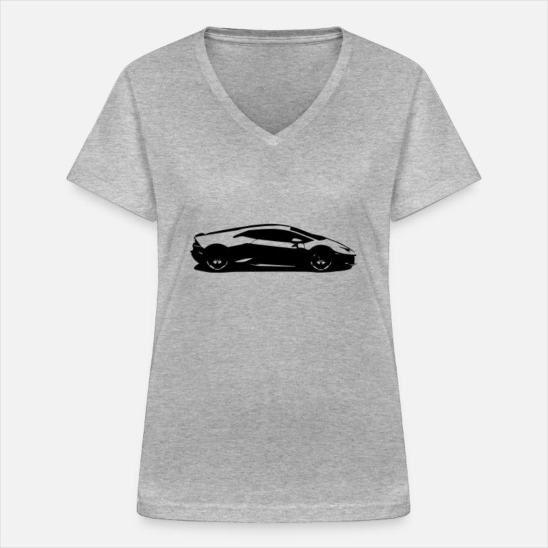 ( - Frauen-T-Shirt mit V-Ausschnitt - Grau meliert