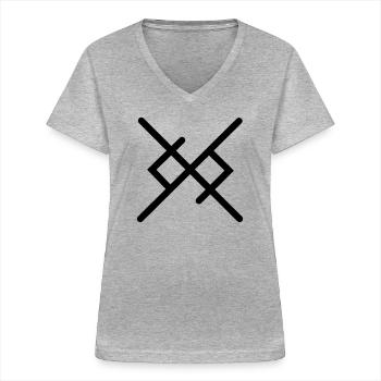 L’amour éternel dans les runes vikings - T-shirt col V Femme - gris chiné - Devant - Lela (165cm)