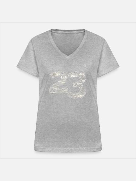 Psalm 23 - Frauen-T-Shirt mit V-Ausschnitt - Grau meliert