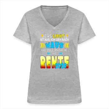 Rente 2024 - Kinderlied St. Martin - Frauen-T-Shirt mit V-Ausschnitt - Grau meliert - Vorne - Lela (165cm)