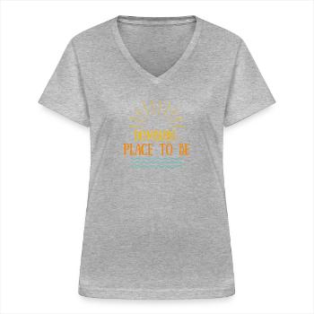 Domburg Place To Be - Frauen-T-Shirt mit V-Ausschnitt - Grau meliert - Vorne - Lela (165cm)