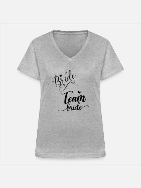 Team Braut - Frauen-T-Shirt mit V-Ausschnitt - Grau meliert